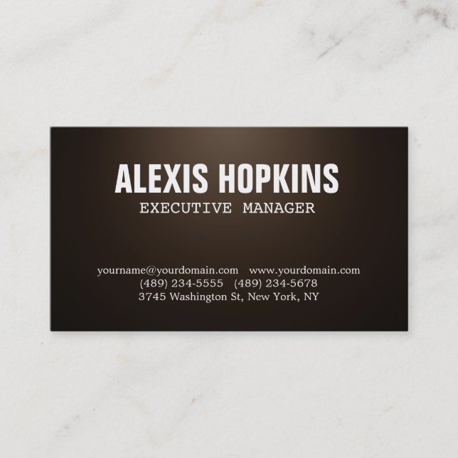 Bold Text Sepia Colour Stylish Modern Professional Business Card (Front)