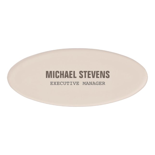 Bold Text Stylish Professional Name Tag (Front)