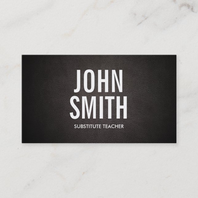 Bold Text Substitute Teacher Business Card (Front)