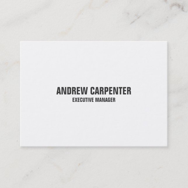 Bold Text White Unique Modern Professional Business Card (Front)