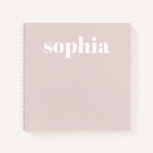 Bold Text   Your Name on Blush Pink Notebook