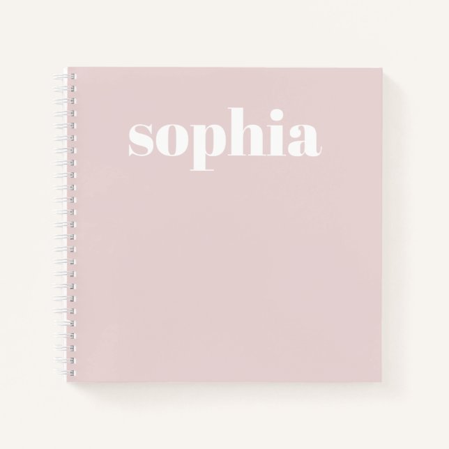 Bold Text | Your Name on Blush Pink Notebook (Front)