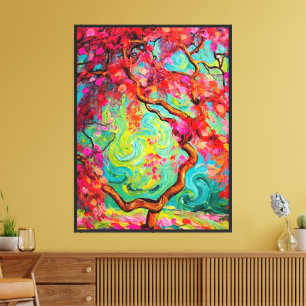 Bold Textured Colourful Tree Landscape Canvas Print