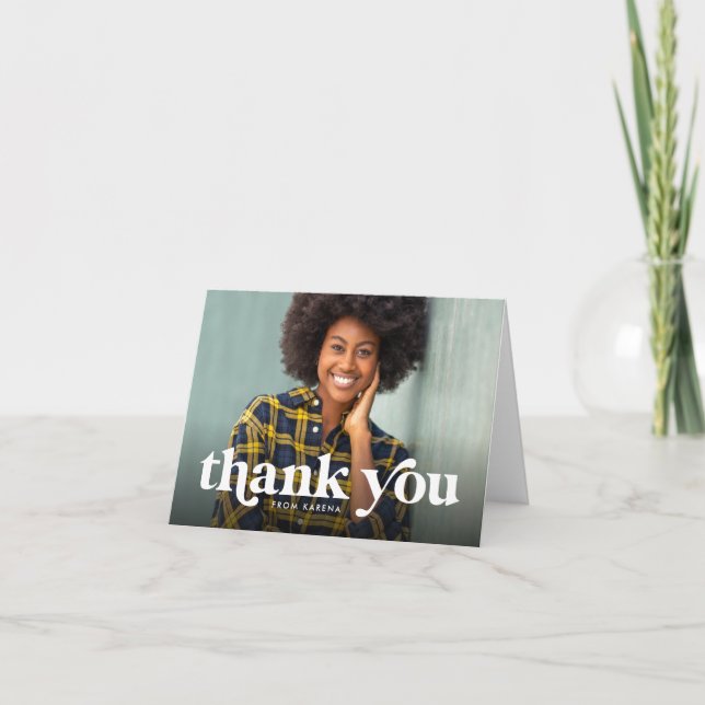 Bold thank you simple photo folded note (Front)