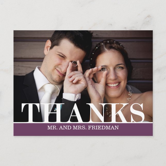 Bold Thanks Wedding Thank You Card (Front)