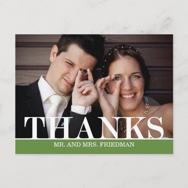 Bold Thanks Wedding Thank You Card (Front)