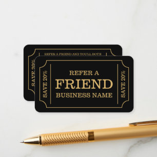 Bold Ticket Style - Black & Gold - Referral Card