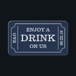 Bold Ticket Style "Enjoy A Drink On Us" Template<br><div class="desc">These simple yet very stylish cards are perfect to give to your party guests so they can redeem a free drink at your special event.</div>