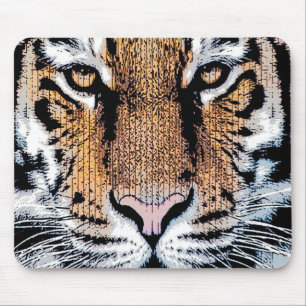 Bold Tiger Portrait Graphic Press Style Mouse Mat