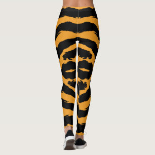 Bold Tiger Stripe Pattern Black Orange Animal Skin Leggings