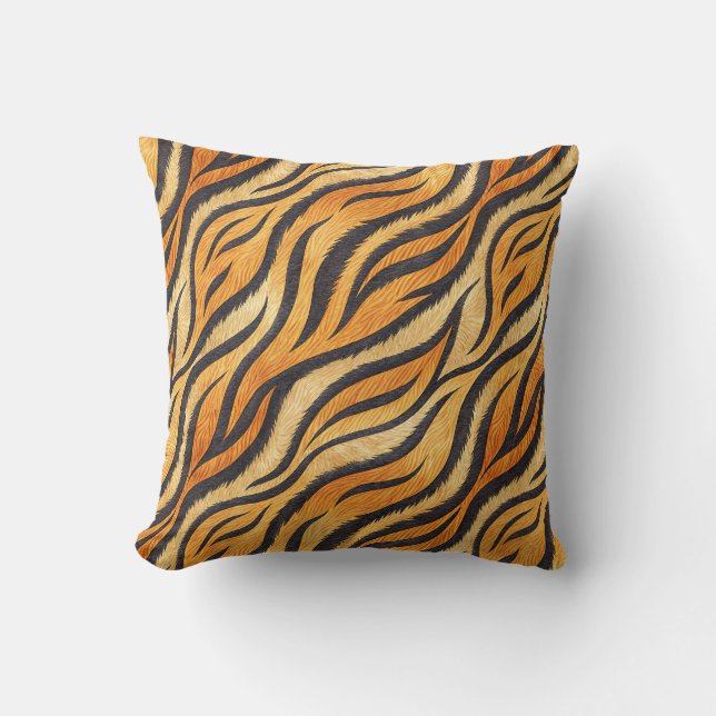 Bold Tiger Stripe Pattern – Exotic Animal Print Cushion (Front)