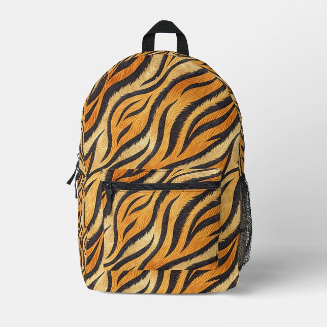 Bold Tiger Stripe Pattern – Exotic Animal Print Printed Backpack (Front)