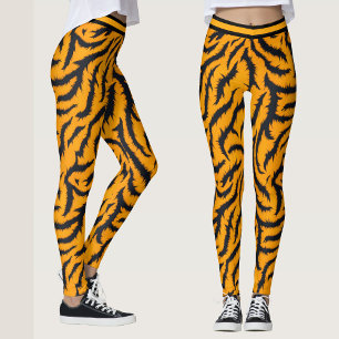 Bold Tiger Stripes Pattern in Orange and Black Leggings