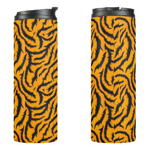 Bold Tiger Stripes Pattern in Orange and Black Thermal Tumbler