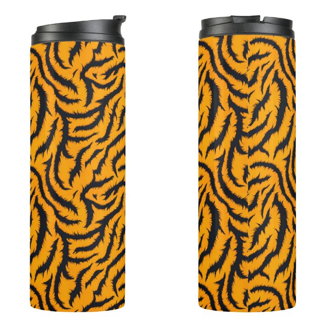 Bold Tiger Stripes Pattern in Orange and Black Thermal Tumbler (Creator Uploaded)