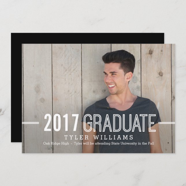 Bold Timeless Graduation Announcement Invitation (Front/Back)