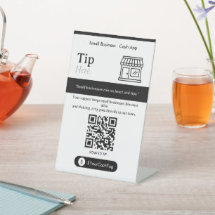 Bold Tip Here QR Code Sign   Cash App Tips
