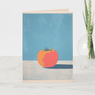 Bold Tomato on Blue Minimalist Art Card