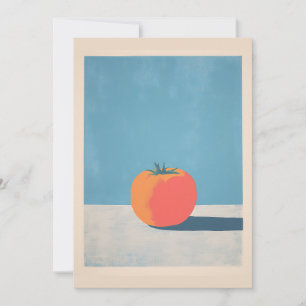 Bold Tomato on Blue Minimalist Art Card