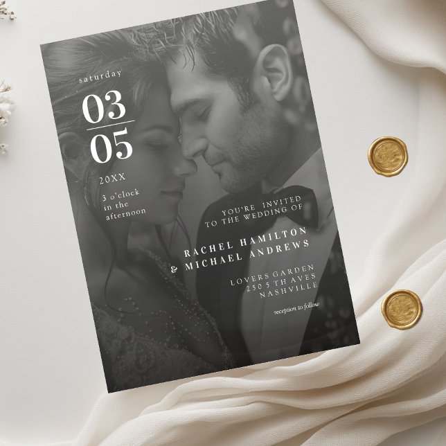 Bold Trending B&W-Photo Wedding Acrylic Invitations (Bold Trending B&W-Photo Wedding Acrylic Invitations)