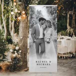 Bold Trending B&W Photo Wedding Welcome Retractable Banner