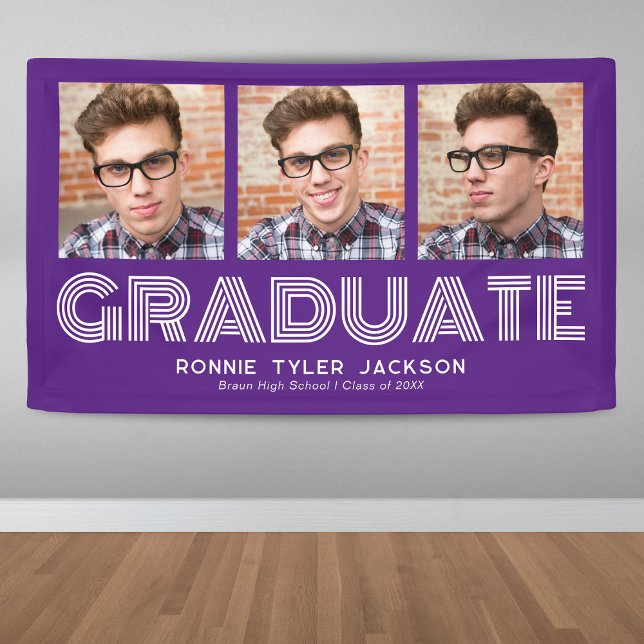 Bold Trendy 3 Graduate Photo Graduation Banner (Creator Uploaded)