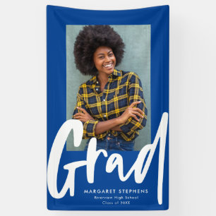 Bold trendy grad blue graduation photo banner