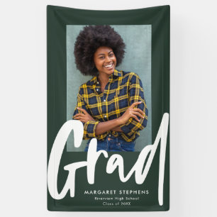 Bold trendy grad green graduation photo banner