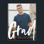 Bold trendy graduation invitation postcard<br><div class="desc">Celebrate your grad and invite guests with this vertical one-photo graduation announcement postcard that features an modern and trendy bold script grad on the front and a customisable back for your party details.</div>