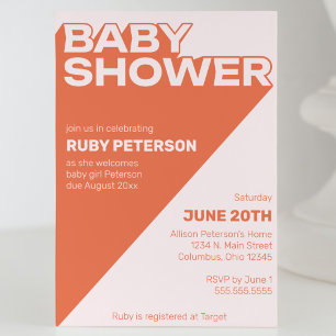 Bold Trendy Typography Colour Block Baby Shower Invitation