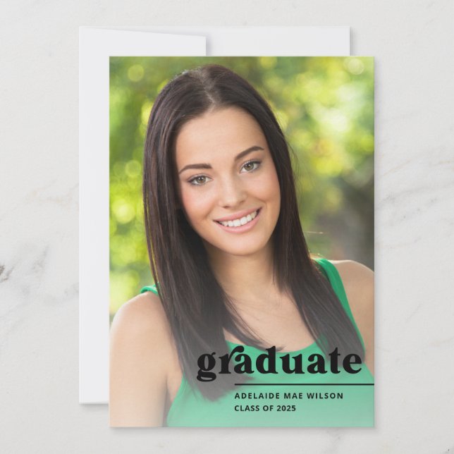 Bold Trendy Typography Photo Graduation Party Invitation (Front)