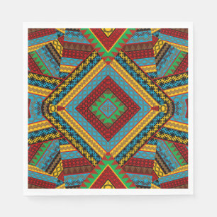 Bold Tribal Geometric Pattern Colourful Ethnic Boh Napkin