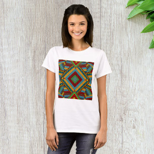 Bold Tribal Geometric Pattern Colourful Ethnic Boh T-Shirt
