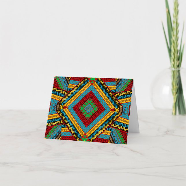 Bold Tribal Geometric Pattern Colourful Ethnic Boh Thank You Card (Creator Uploaded)