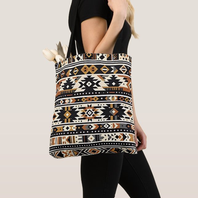 Bold Tribal Geometric Tote Bag (Close Up)