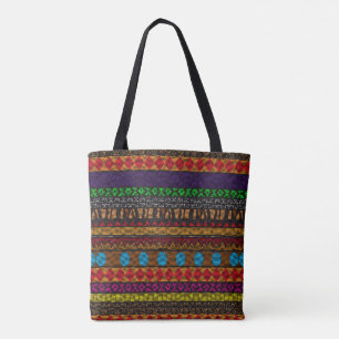 Bold Tribal Pattern Colourful Tote Bag