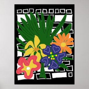Bold Tropical Floral Art Poster