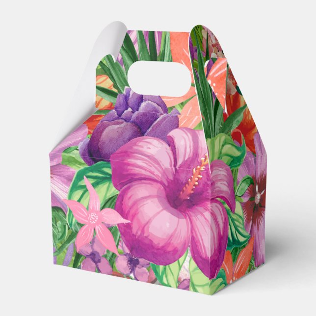 Bold Tropical Hawaiian Flowers Pattern Favour Box (Back Side)