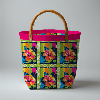 Bold tropical hibiscus bloom fabric