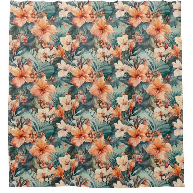 Bold Tropical Hibiscus Shower Curtain (Front)