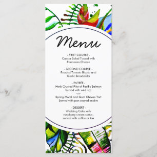 Bold Tropical Palm Leaf Wreath Wedding Menu