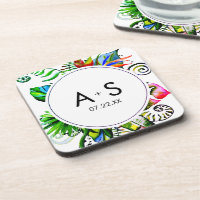 Bold Tropical Palm Leaf Wreath Wedding Monogram