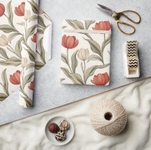 Bold Tropical Tulip Print Wrapping Paper