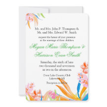 Bold Tropical Watercolor Flower Wedding Invitation