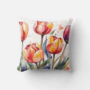 Bold Tulip Blooms Colourful Modern Cushion