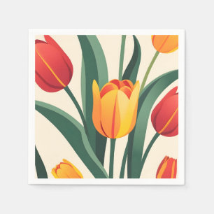 Bold Tulip Illustration Napkin