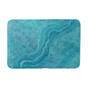 Bold Turquoise Marble Bath Mat Rug