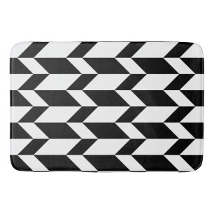 Bold Two Tone Arrow Chevron Stripe Black & White Bath Mat