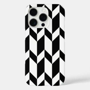 Bold Two Tone Arrow Chevron Stripe Black & White iPhone 16 Pro Case