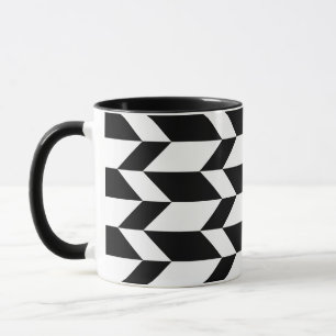 Bold Two Tone Arrow Chevron Stripe Black & White Mug